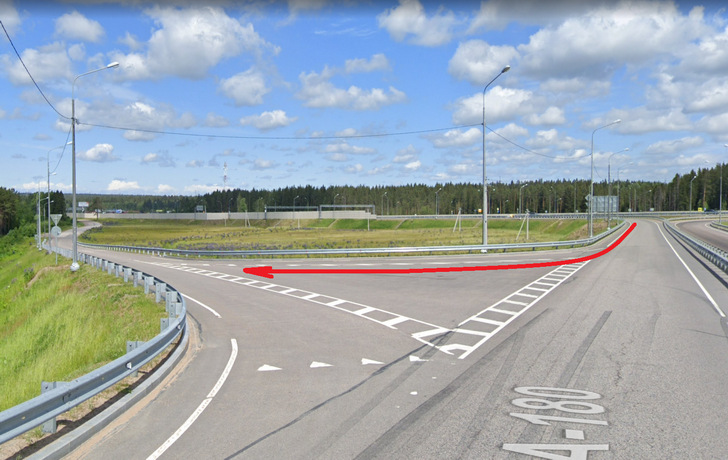 съезд к участку с шоссе Скандинавия